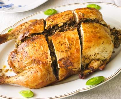 Poulet farci au foie gras