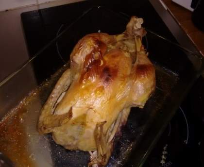 Poulet poché puis rôti