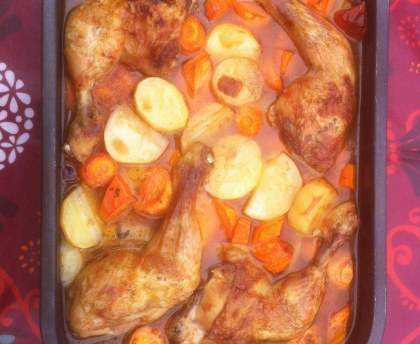 Poulet rôti aux patates douces