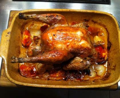 Poulet rôti aux tomates et aux oignons à ma façon