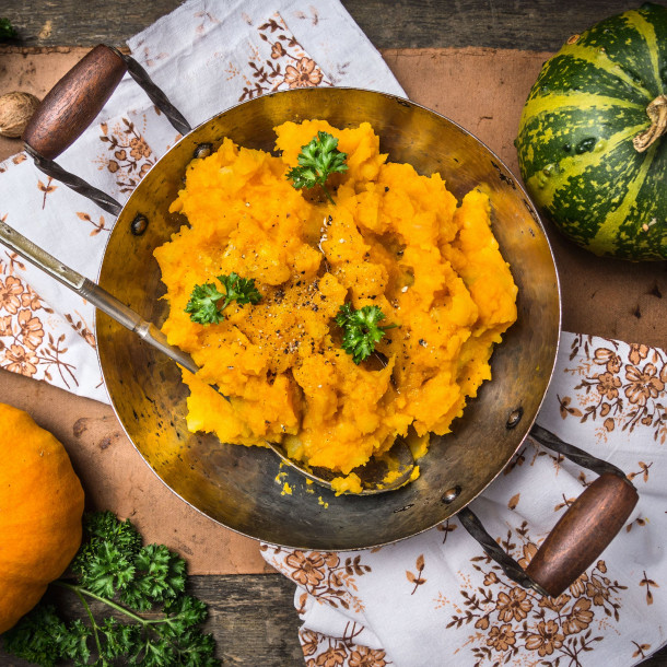 Purée de potiron vite faite aux épinards