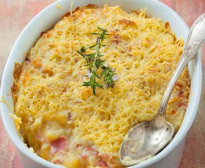 Purée gratinée au jambon