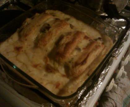 Quenelle sauce bechamel et champignon