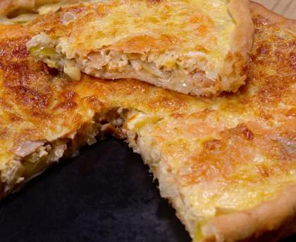 Quiche au poireau et saumon fumé