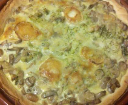 Quiche aux champignons, brocolis et chèvre