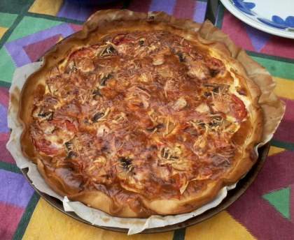 Quiche aux lardons et au pélardon