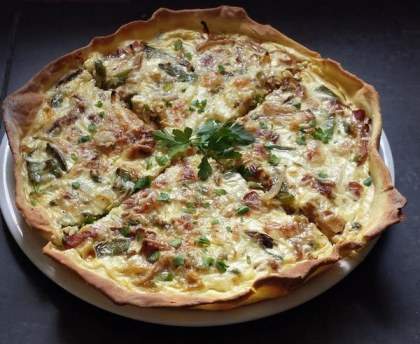 Quiche aux lardons oignons et poivrons 