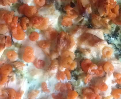 Quiche brocolis saumon crevettes