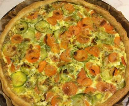 Quiche jambon poireaux, courgette, carottes
