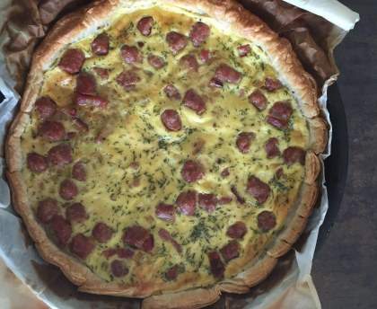 Quiche lardons saucisses