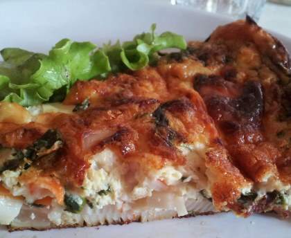 Quiche légère épinard-surimi (sans pâte)