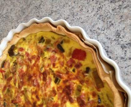 Quiche légère poireaux, tomate, jambon