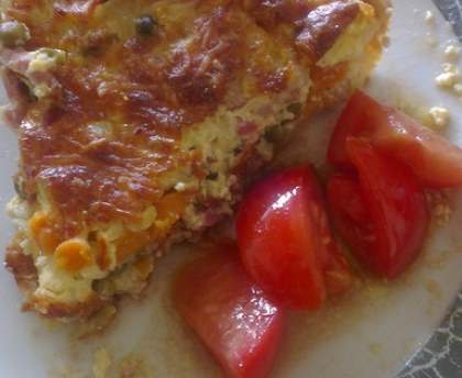 Quiche printanière aux petits pois, carottes, lardons et oignons