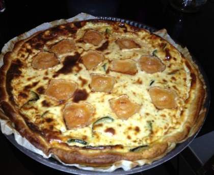 Quiche ricotta, chèvre, courgettes