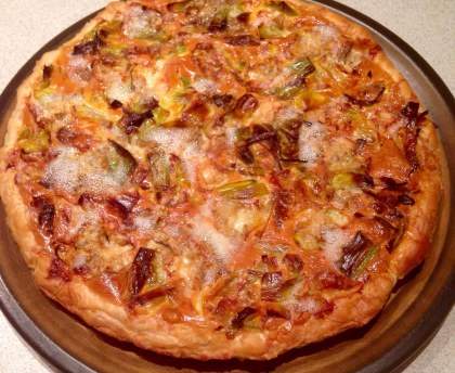Quiche roquefort et poireaux
