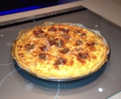 Quiche saumon poireau et roquefort