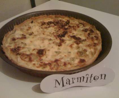 Quiche saumon-poireaux légère.