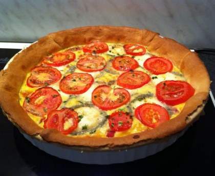 Quiche tomate, jambon, chèvre