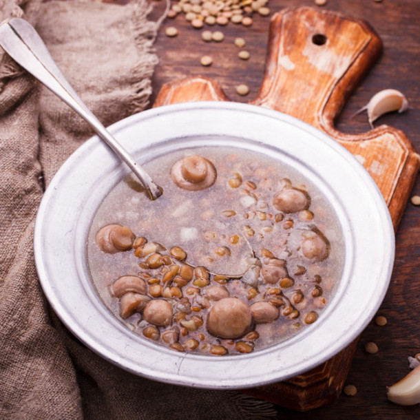Ragoût de lentilles vertes et champignons