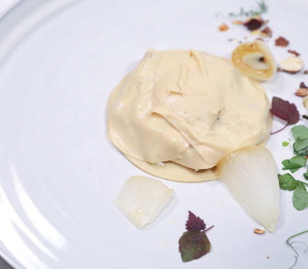 Raviole dans l'esprit d'une carbonara