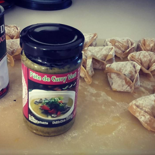 Ravioles aux crevettes et champignons de Paris