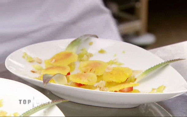 Ravioles d'ananas et compote de pomme