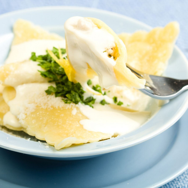 Ravioles de langoustines à la crème vanillée