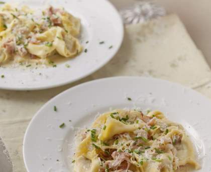 Raviolis crémeux à la pancetta