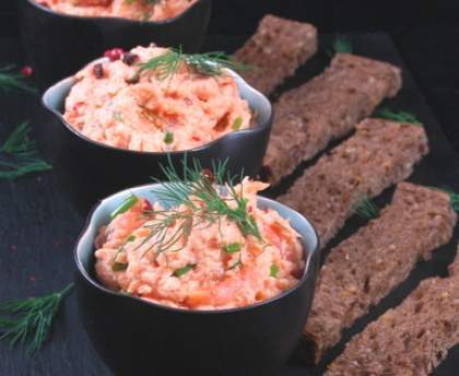 Rillettes roses aux deux truites