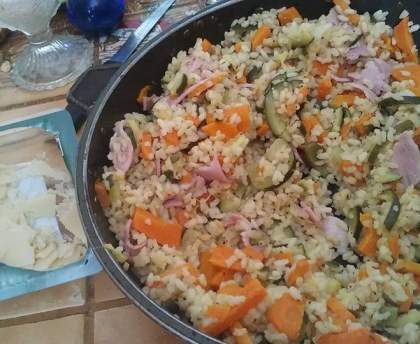 Risotto allégé aux légumes et jambon