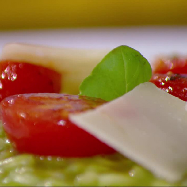 Risotto au basilic et tomates cerises