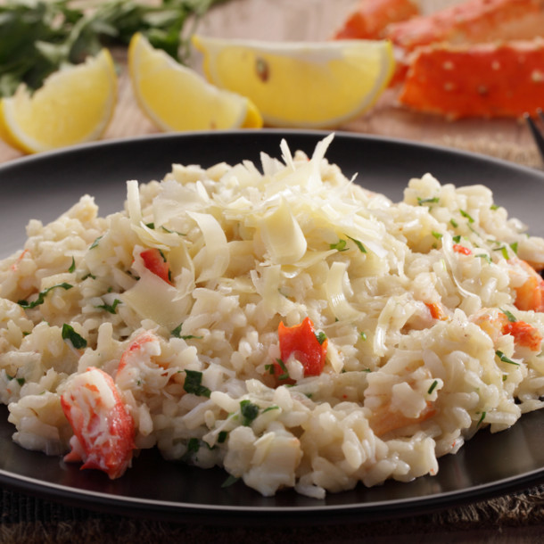 Risotto au crabe et aux asperges