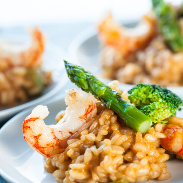 Risotto au homard et aux asperges