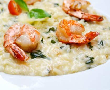Risotto au lait de coco et aux crevettes
