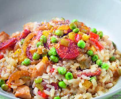 Risotto au poulet et chorizo
