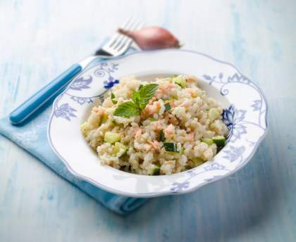 Risotto au saumon frais et courgettes
