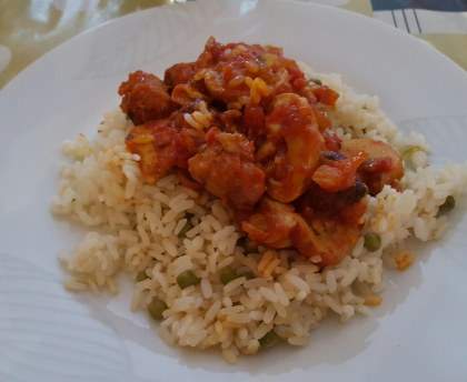 Risotto aux chipolatas, champignons et petits pois