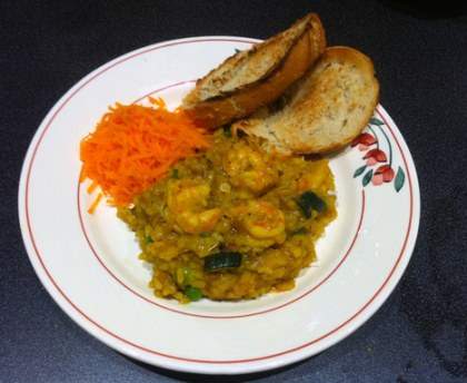 Risotto aux crevettes et petits légumes