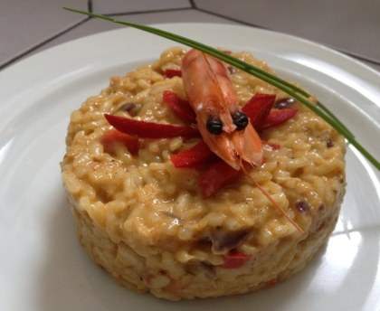 Risotto aux crevettes et poivrons