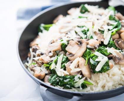 Risotto aux épinards et champignons