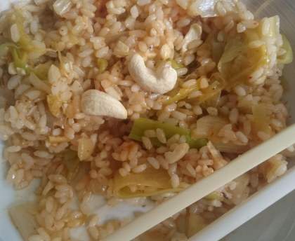 Risotto aux poireaux sauce au curry massaman 