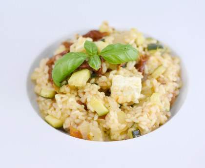 Risotto de courgettes aux tomates séchées