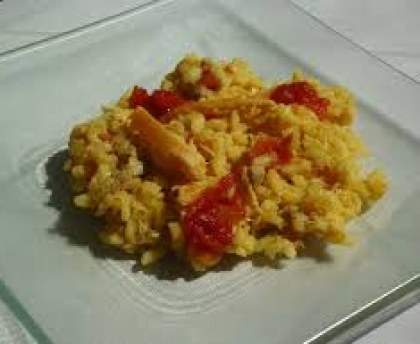 Risotto de poulet, tomates et parmesan