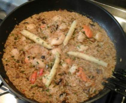 Risotto de riz à poêler aux noix de St Jacques et aux crevettes
