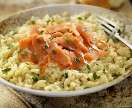 Risotto de saumon fumé
