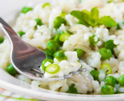 Risotto petits pois et menthe