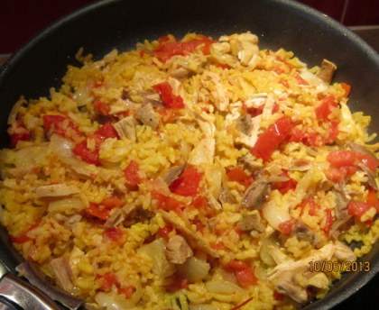 Risotto poulet et tomates