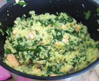 Risotto saumon frais et épinards façon funambuline