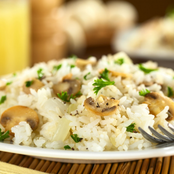 Riz aux champignons de Paris