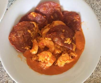 Riz aux crevettes et chorizo